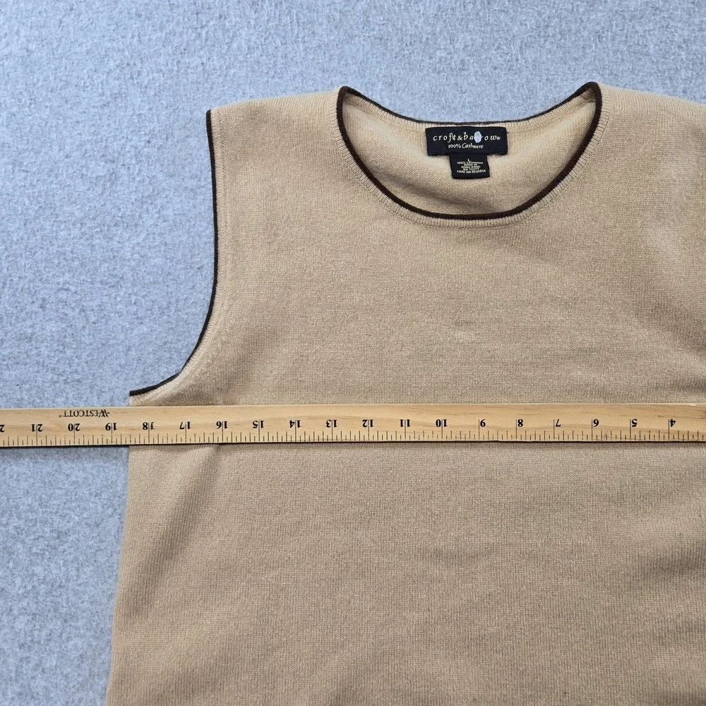Croft&barrow Sweater Vest Womens L Beige 100% Cashmere Crew Neck‎ Lightweight